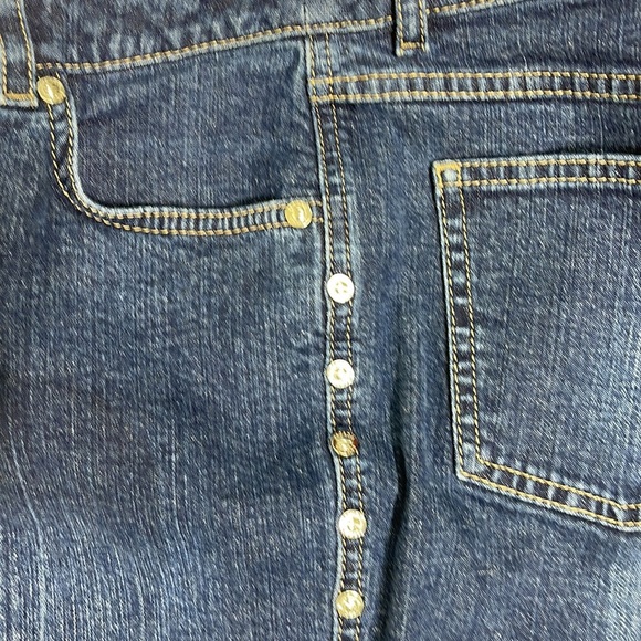 Escada High Rise Signature Studded Structured Flare Medium Wash Jeans EUC 26 /34 - Picture 6 of 12